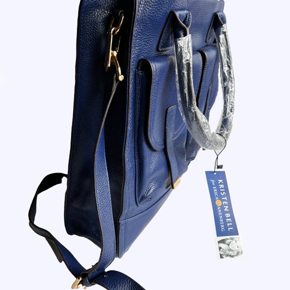 Kristen Bell for Erica Anenberg | Dark Blue Leather Purse w/Long Strap - Picture 6 of 8